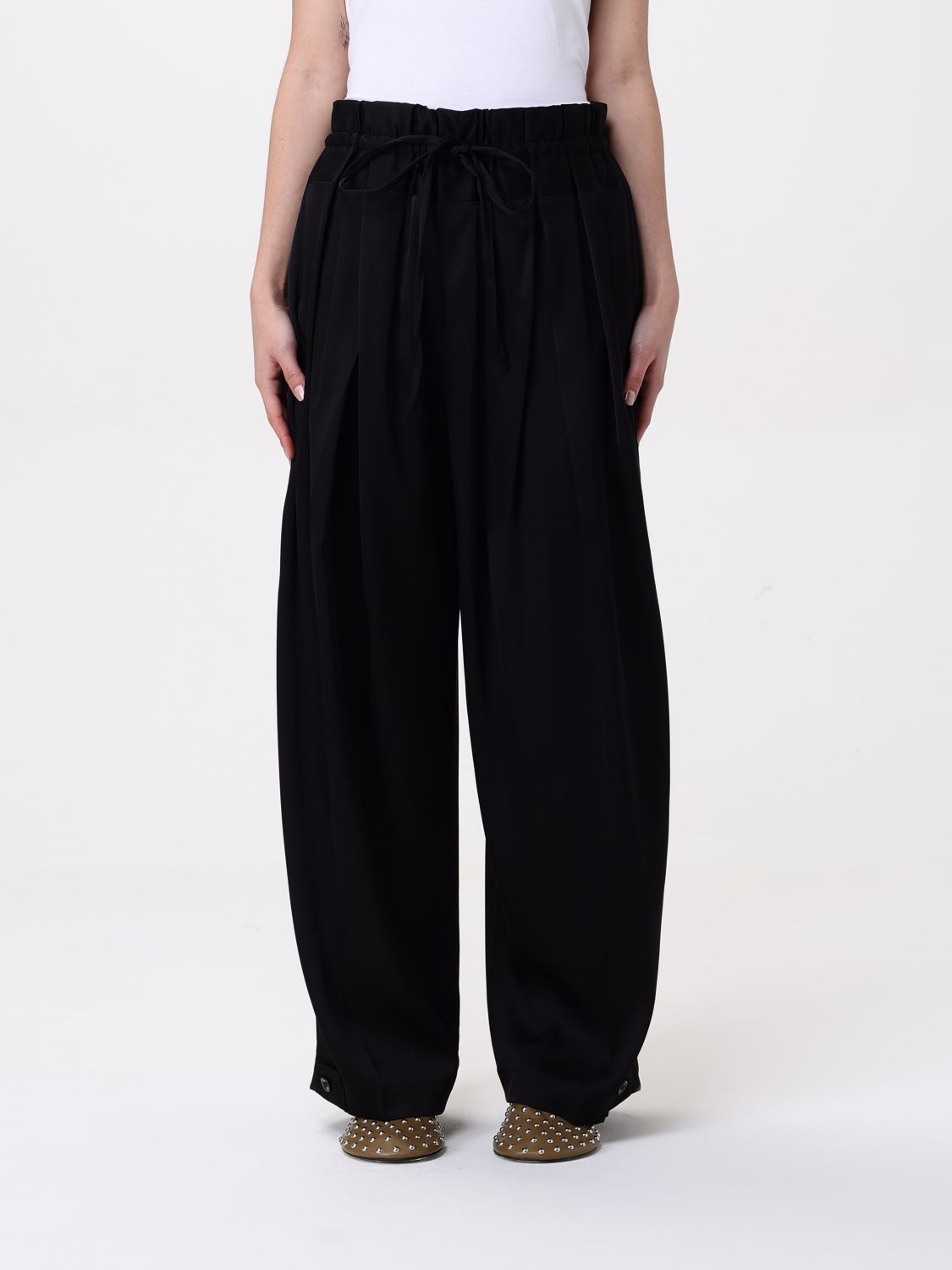 Pleated palazzo trousers - Neutrals
