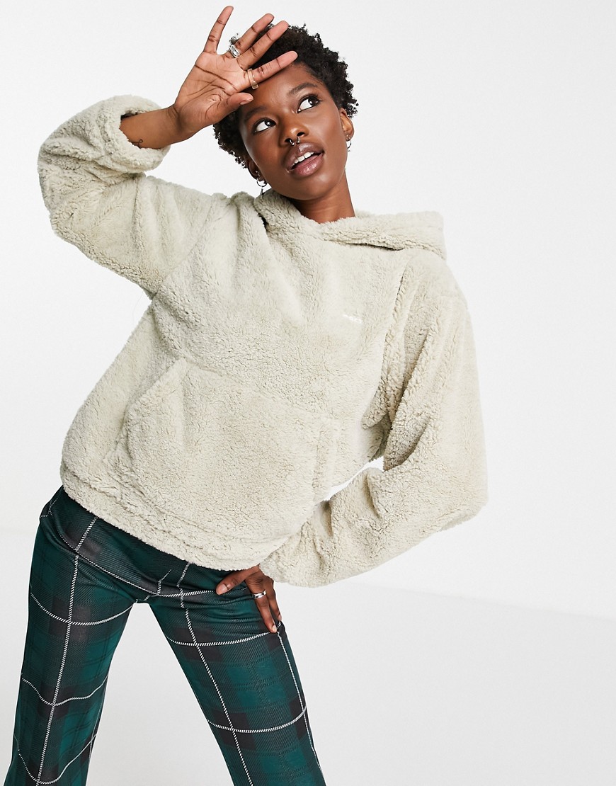 오베이 여성 가슴 로고가 있는 플리스 소재의 오버사이즈 후디 - 뉴트럴