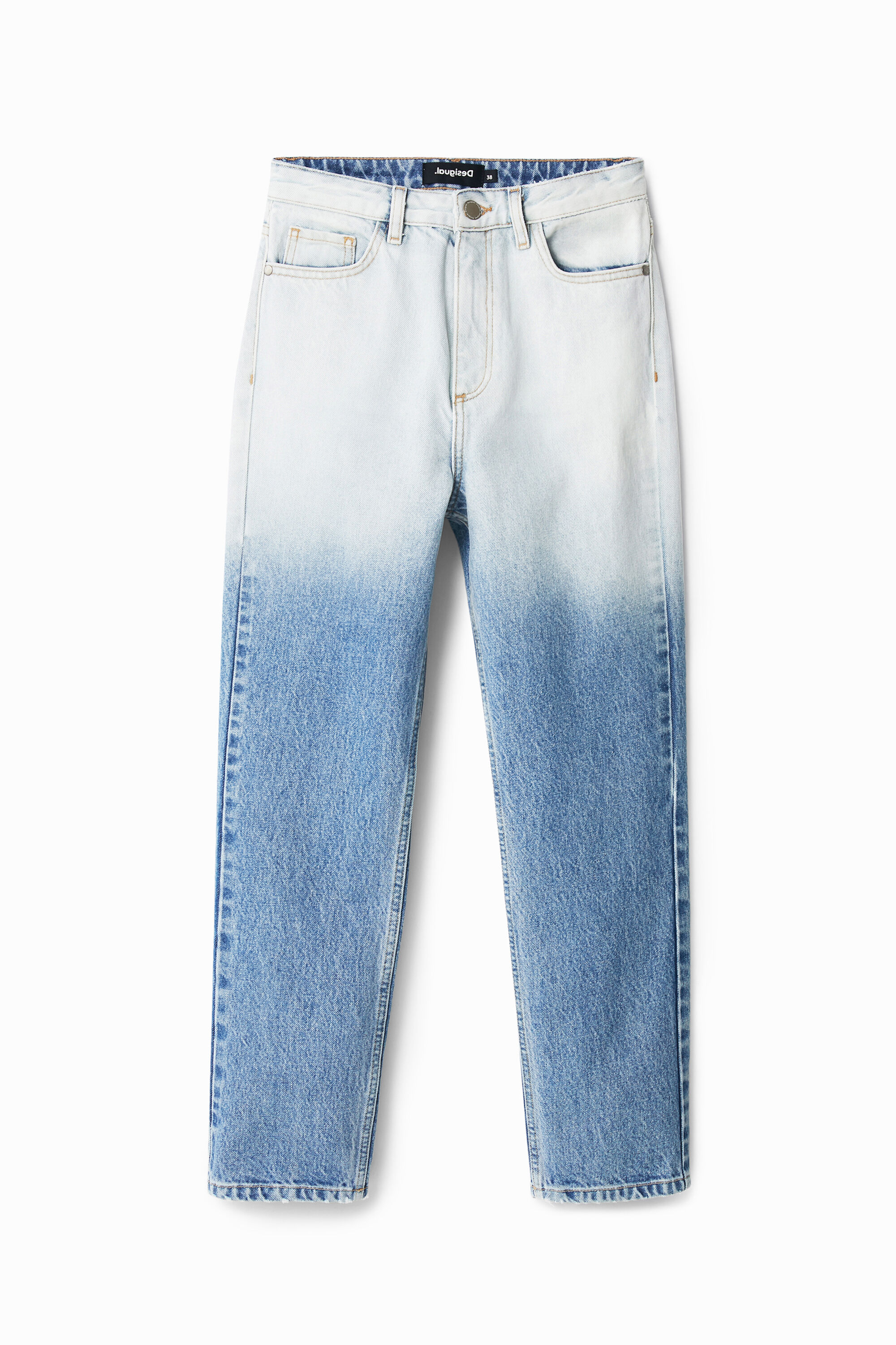 Straight cropped degradé jean