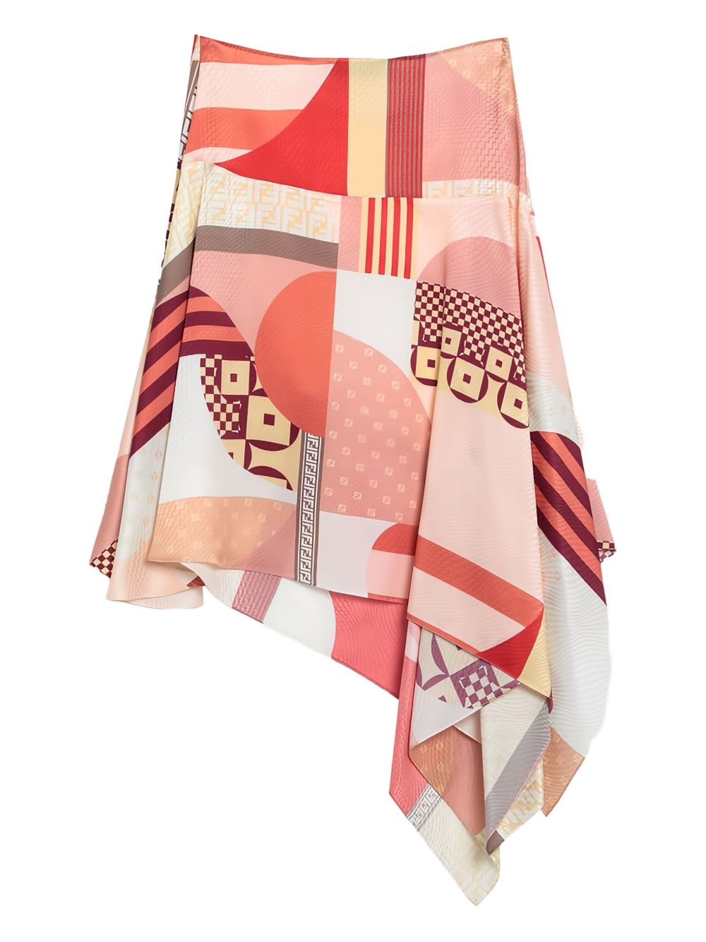 Asymmetric graphic-print skirt - Pink