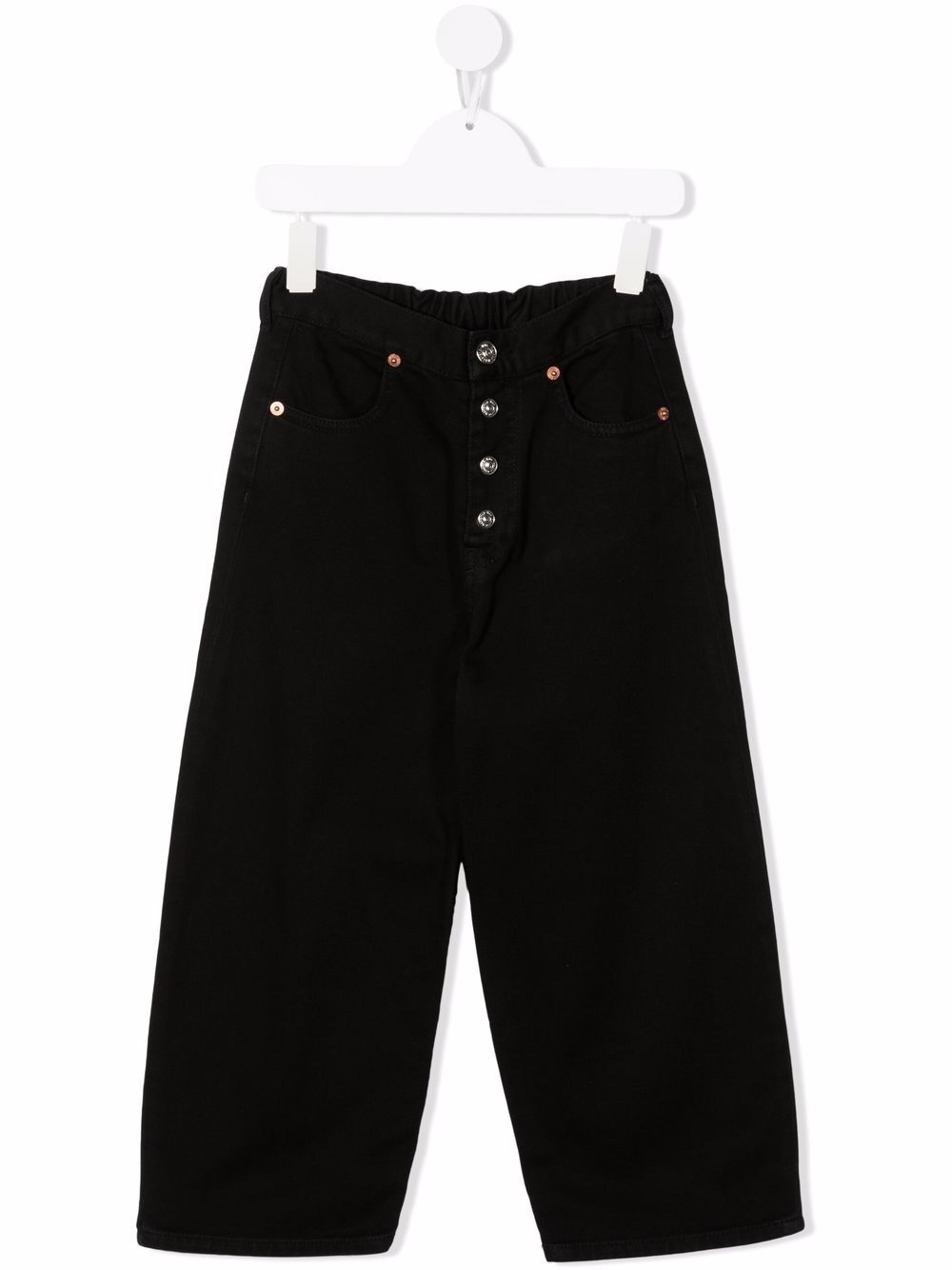 Button-detail wide-leg jeans - Black