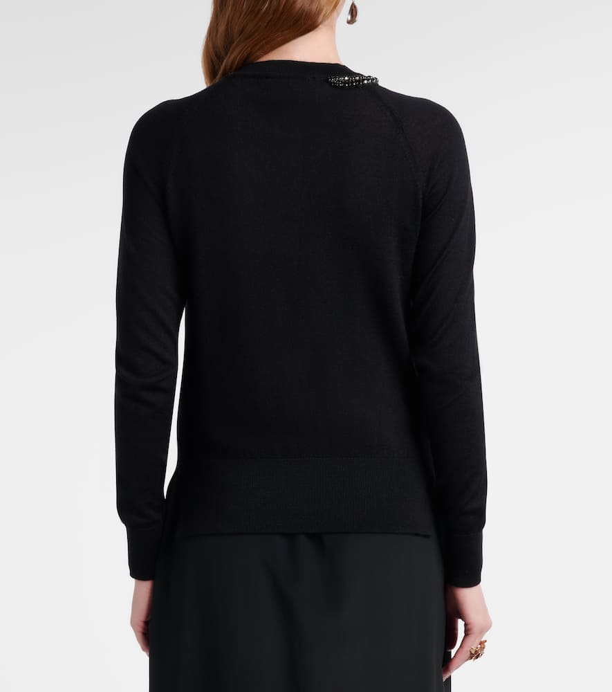 Embellished wool and silk cardigan