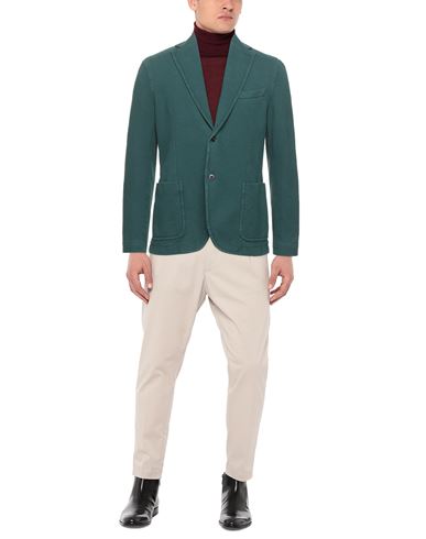 Man Blazer Dark green Size 38 Cotton, Elastane