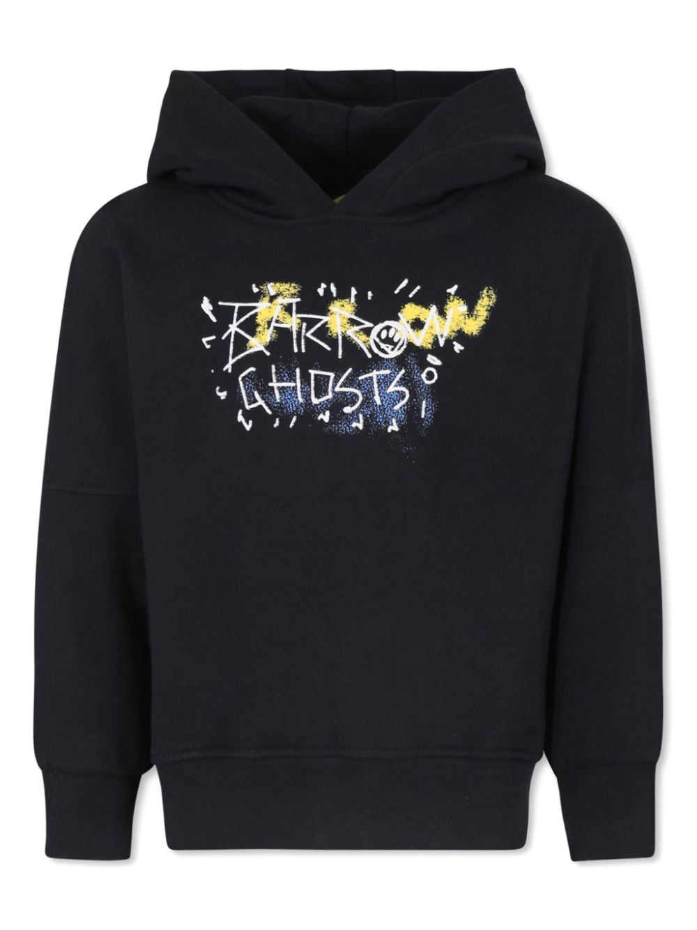 Graphic-print cotton hoodie - Black