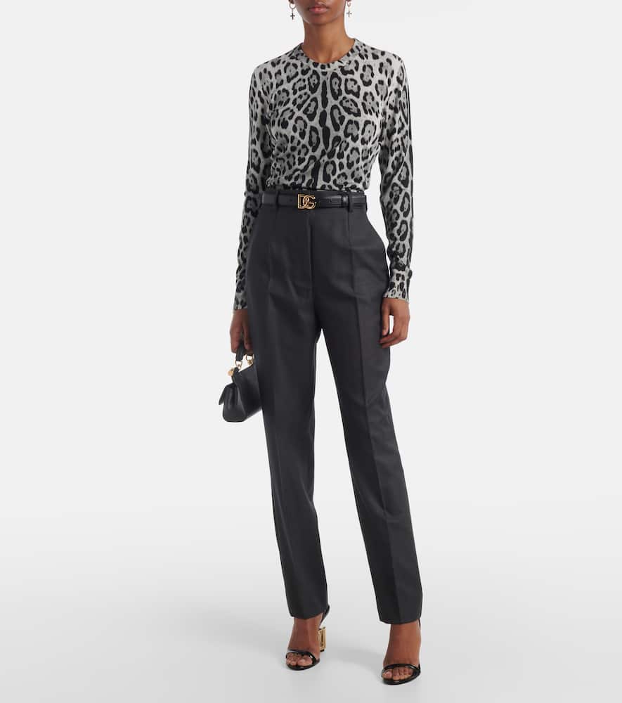 Animal-print silk sweater