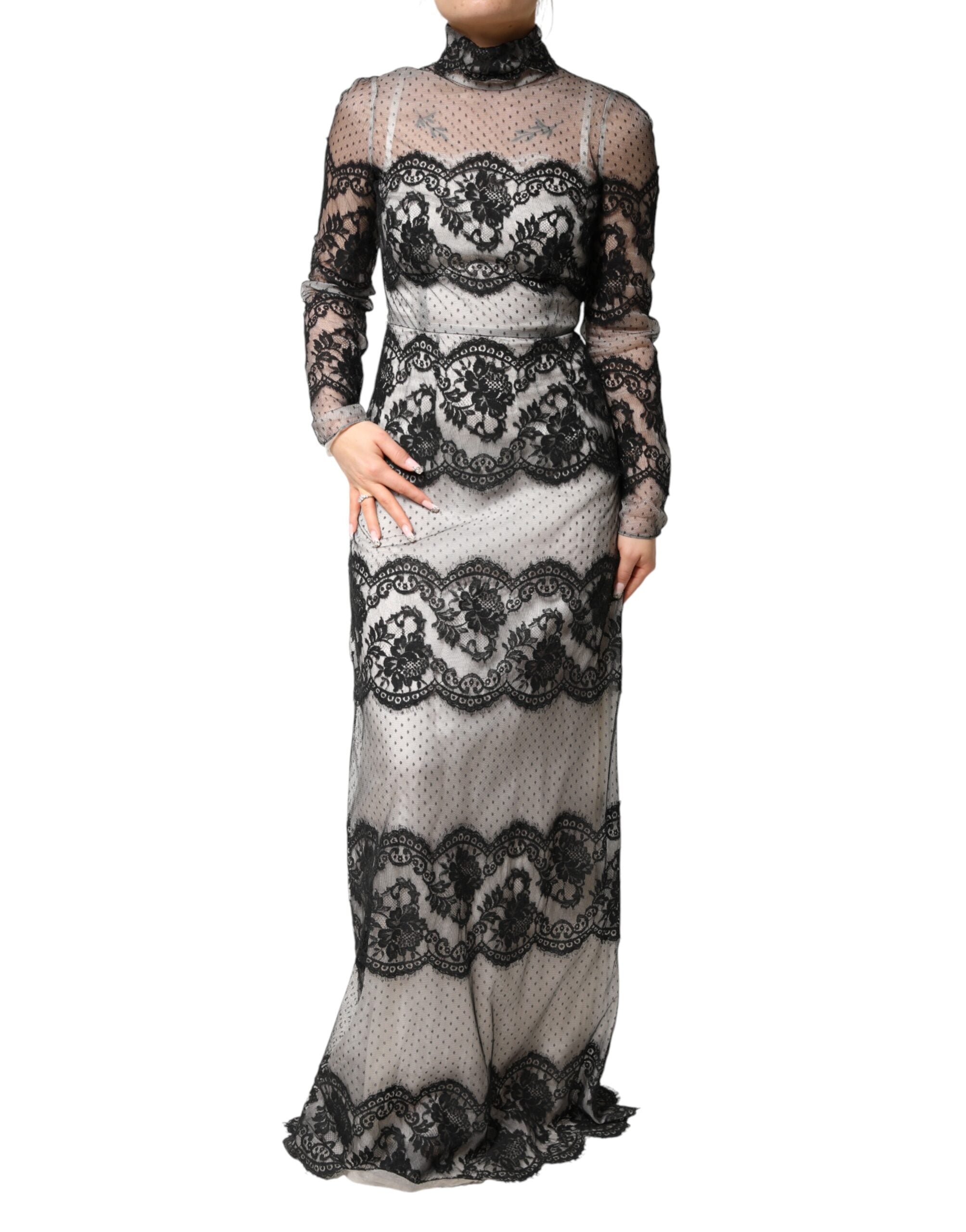 Lace-Paneled Silk Blend Dress — Multicolor