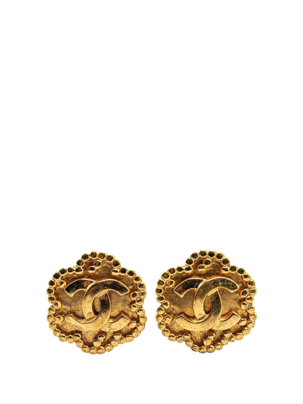 1996 Gold Plated CC Flower Clip On Earrings costume earrings