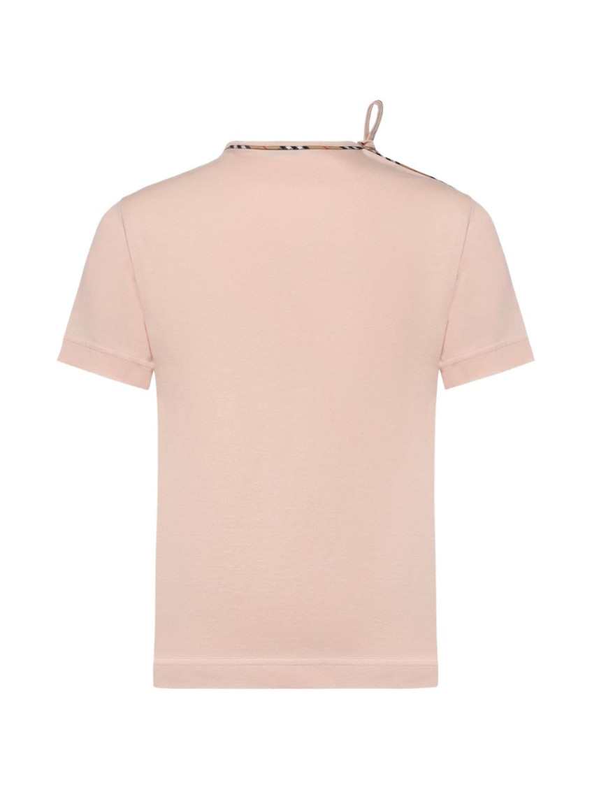 Check Bow Cotton T-Shirt