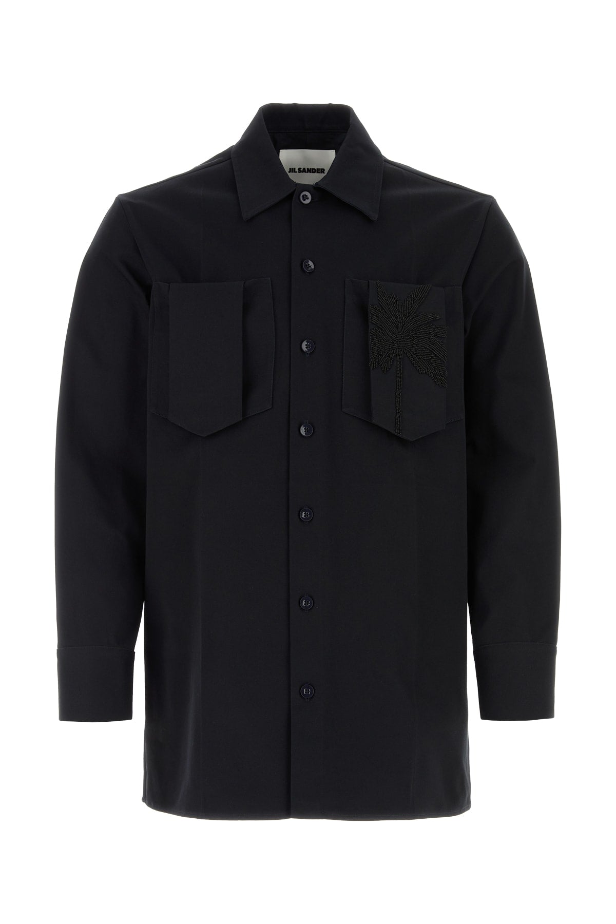 Embroidered Chest Pocket Shirt — Black