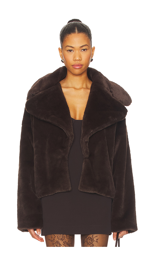 Superdown Willow Faux Fur Coat in Black. - L also in