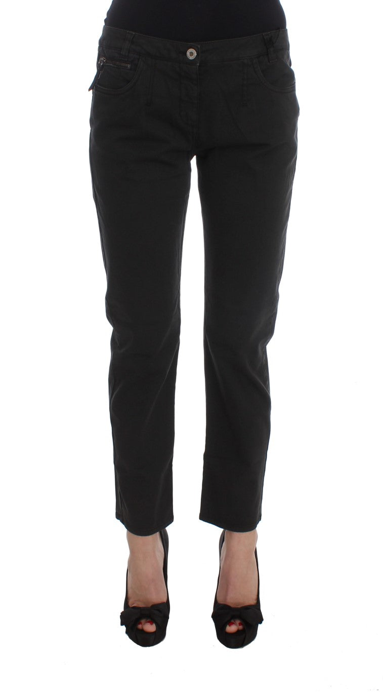 Cropped Cotton Denim Jeans — Black