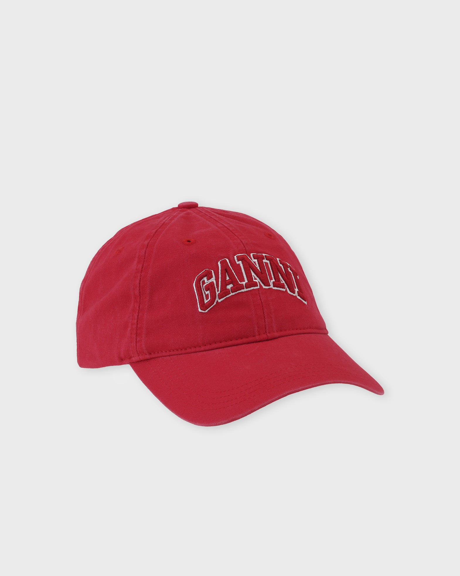 Ganni Cap Washed Cotton Canvas Red ONESIZE