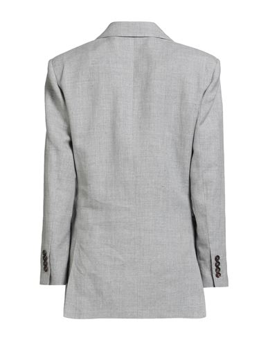 Woman Blazer Light grey Size 12 Linen, Wool, Brass
