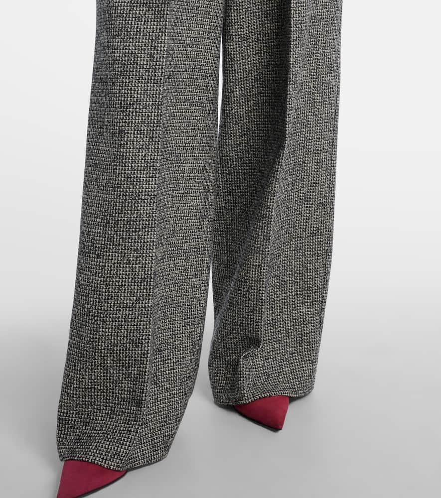 Pleated wool-blend wide-leg pants