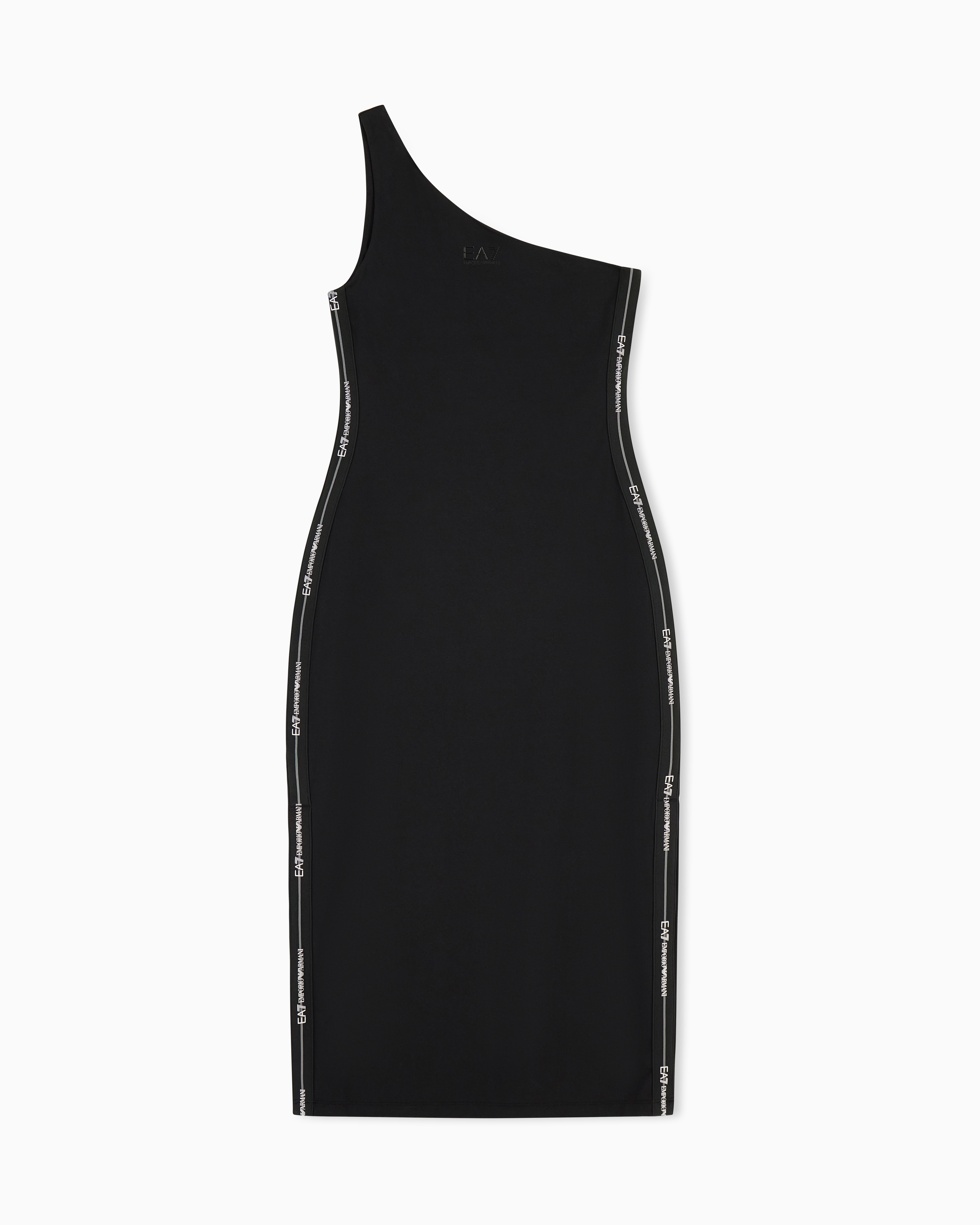 Logo Series stretch jersey one-shoulder dress