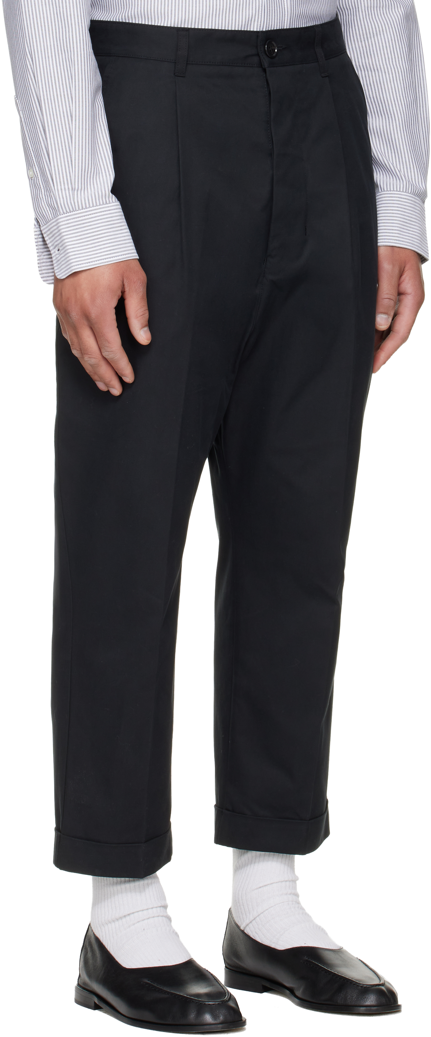 Black Cotton Carrot Oversized Trousers