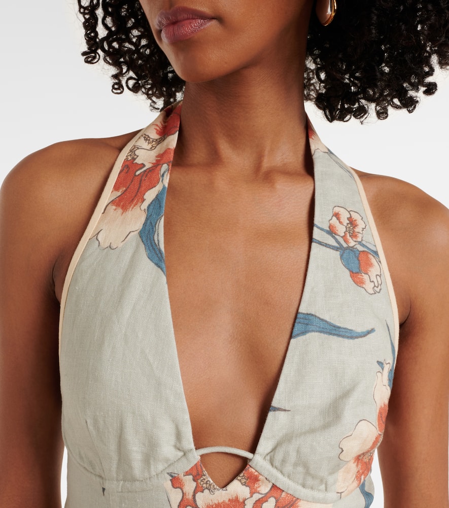 Floral linen maxi dress