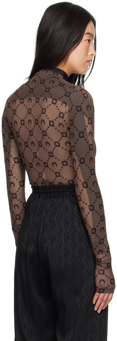 Marine Serre SSENSE Exclusive Brown Moonogram Second Skin Turtleneck