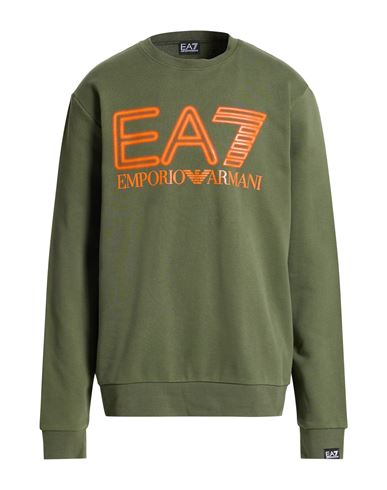 Man Sweatshirt Military green Size 3XL Cotton