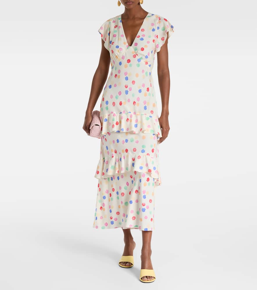 Meena polka-dot tiered maxi dress