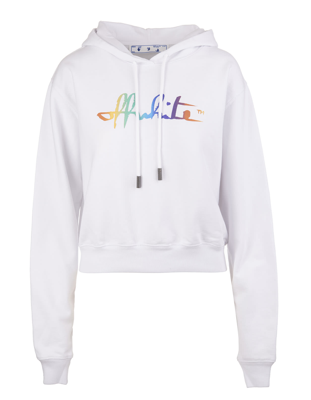Rainbow logo print cropped hoodie
