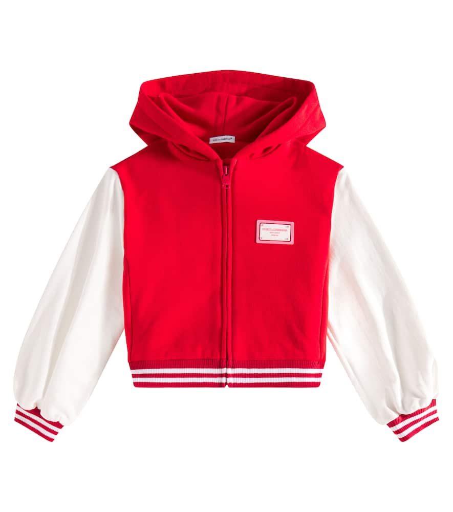 Embroidered cotton jersey hoodie