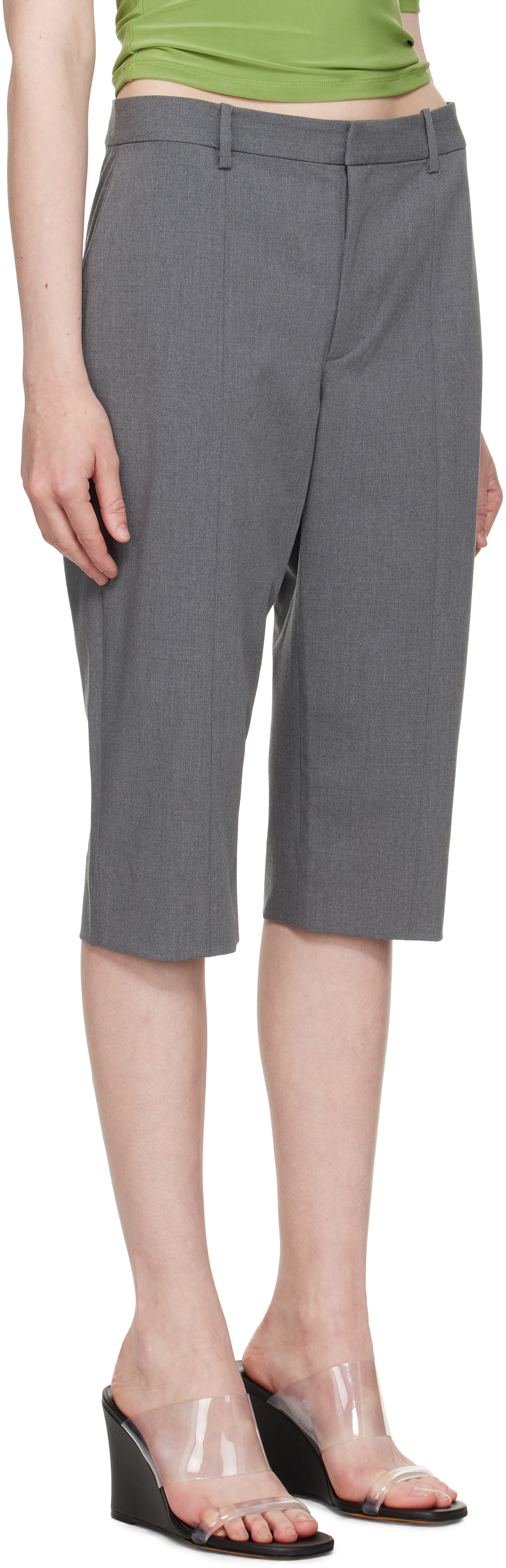 Sandy Liang Gray Melvin Capri Shorts