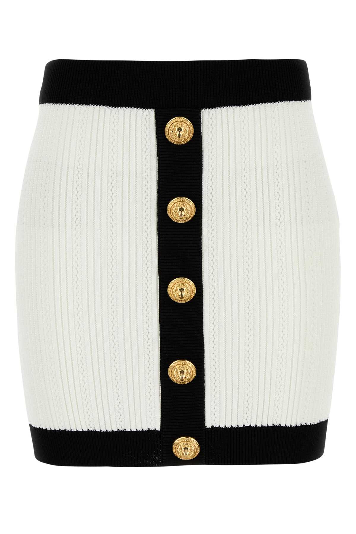 Ribbed Viscose Blend Skirt — White