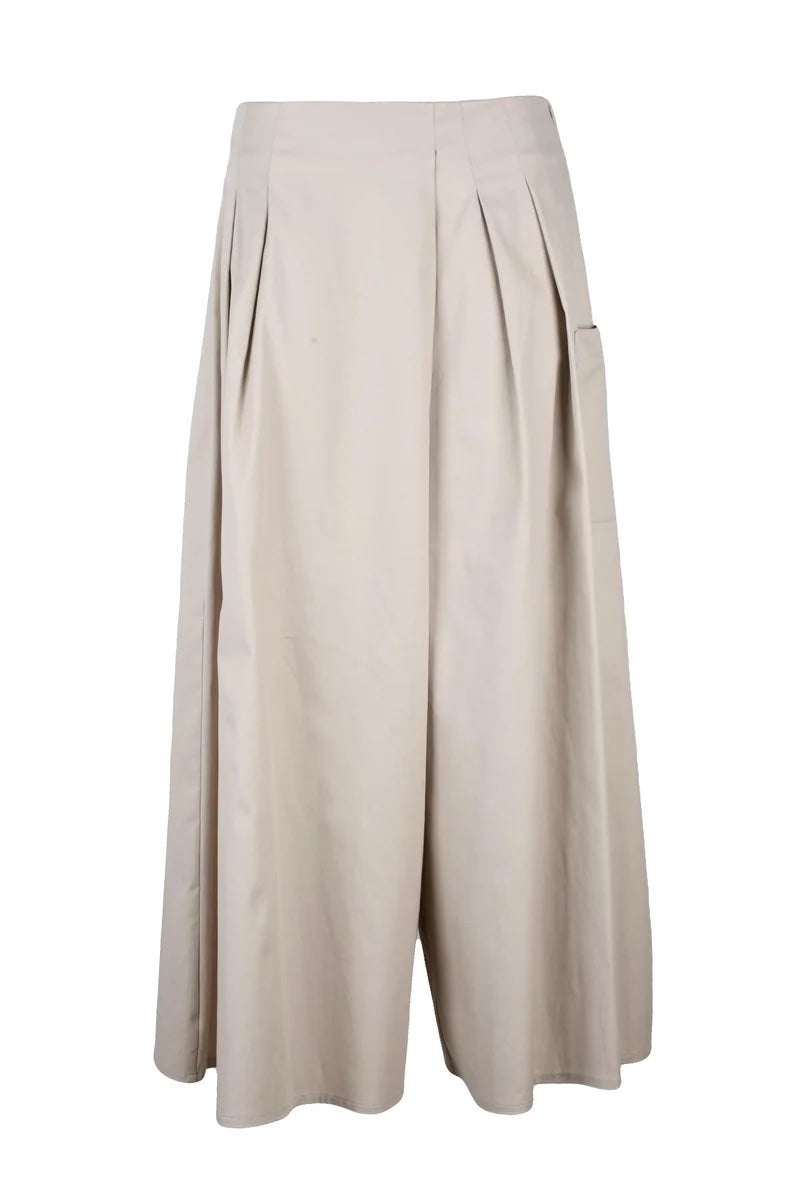 Cotton Elastane Trousers - Beige