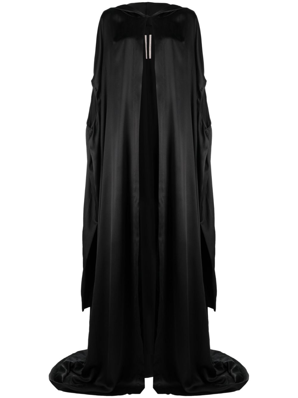 Hooded silk-satin gown - Black