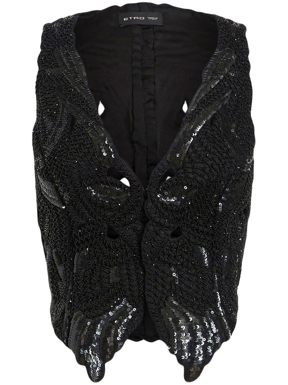 Sequinned butterfly vest - Black