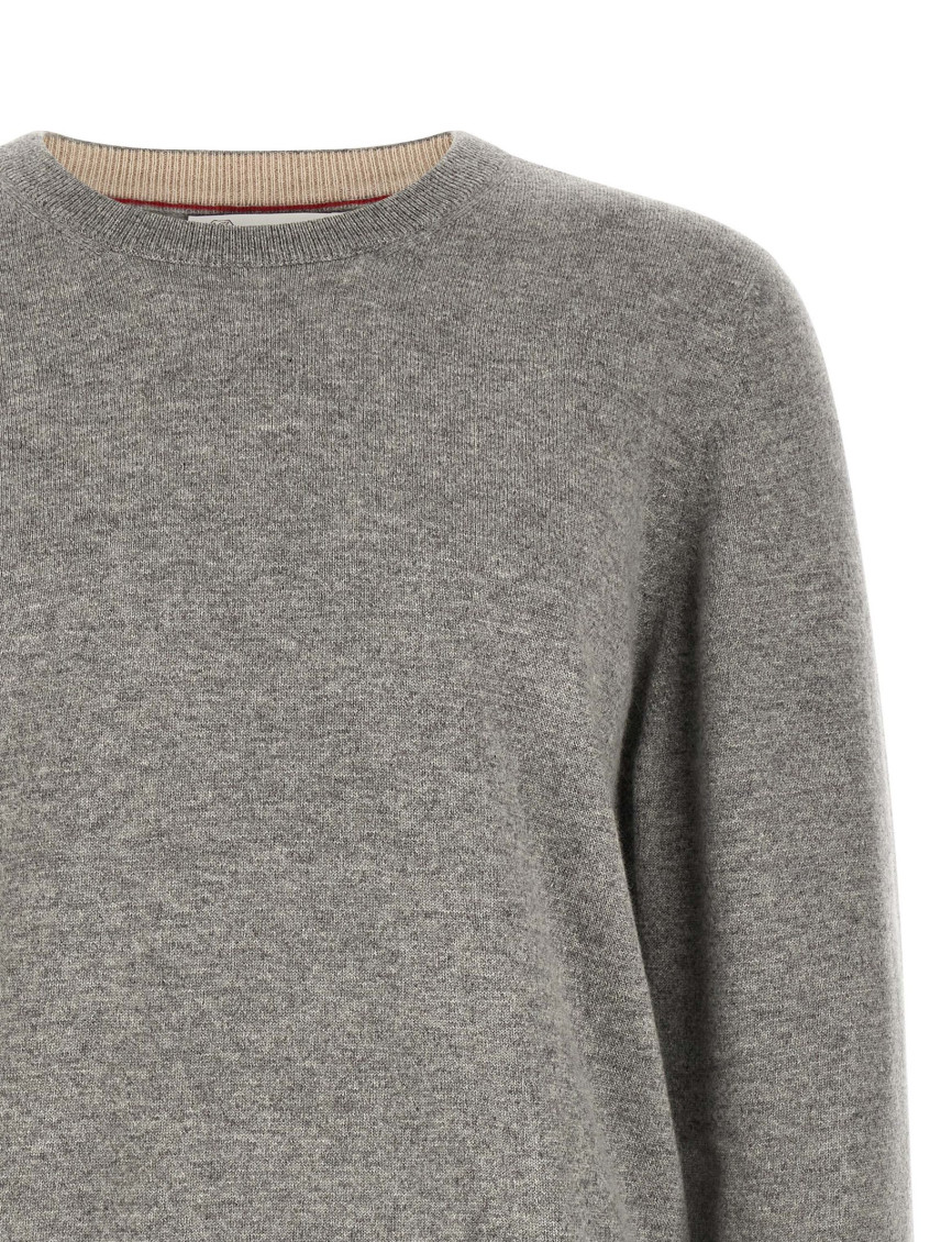 Grey Solid Crew Neck Sweater