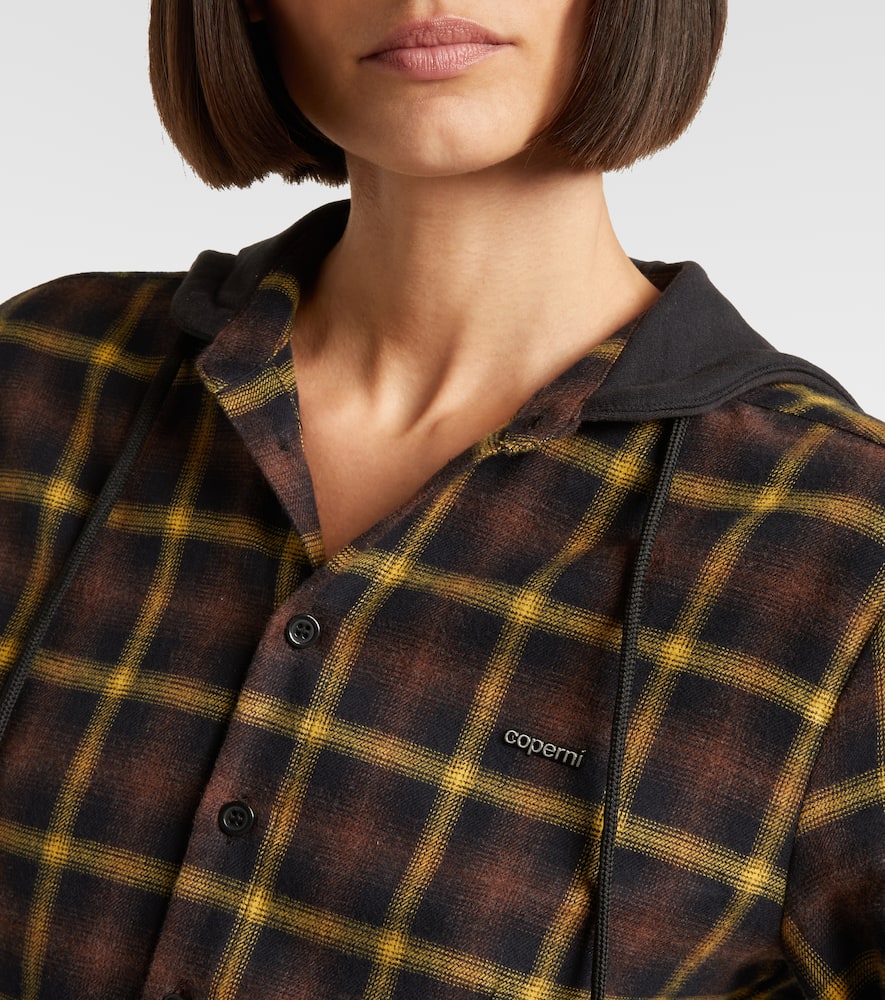 Hooded checked cotton shirt