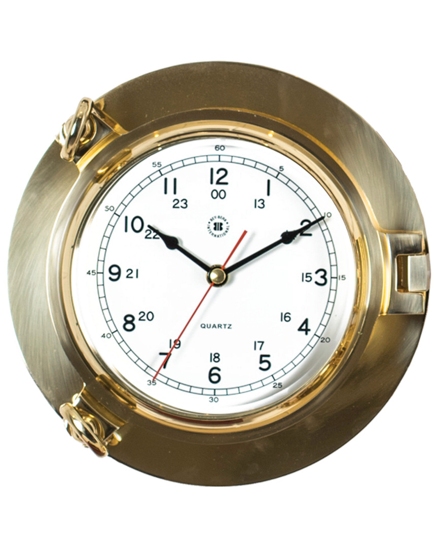 Lacquered Brass Porthole Quartz Silent Clock