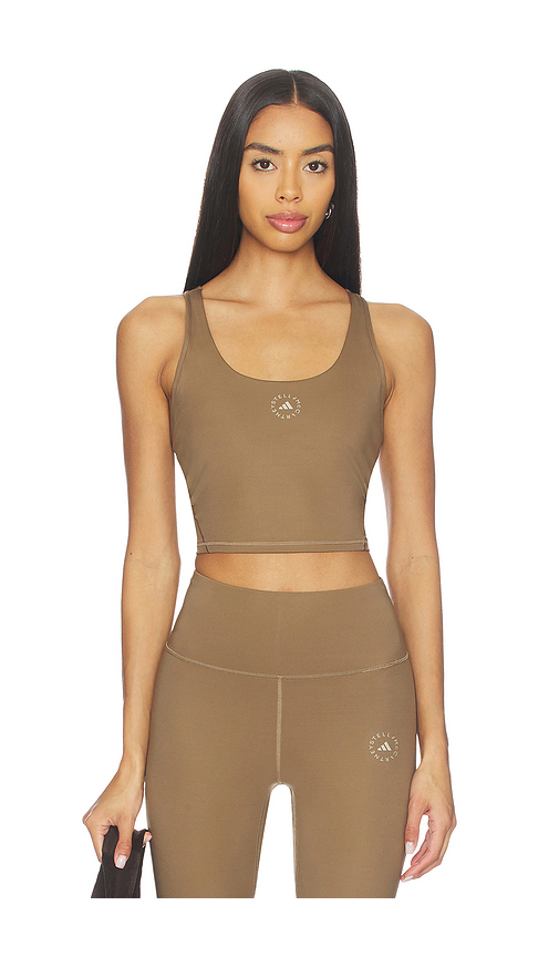 Adidas by Stella McCartney True Strength Yoga Crop Top in Tan. - L also in M, S