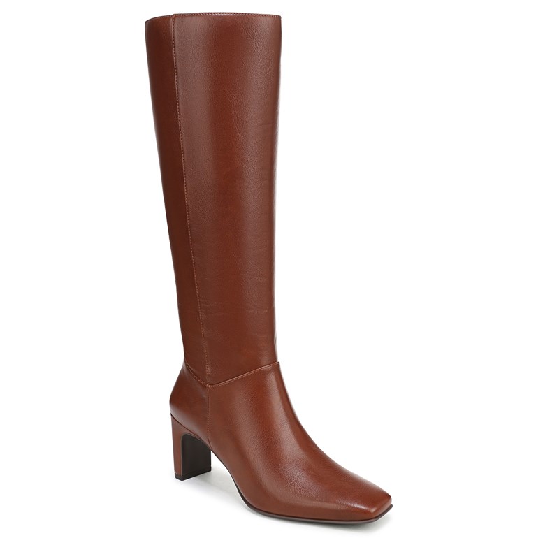 Nona Knee High Boots, Saddle Tan Faux Leather