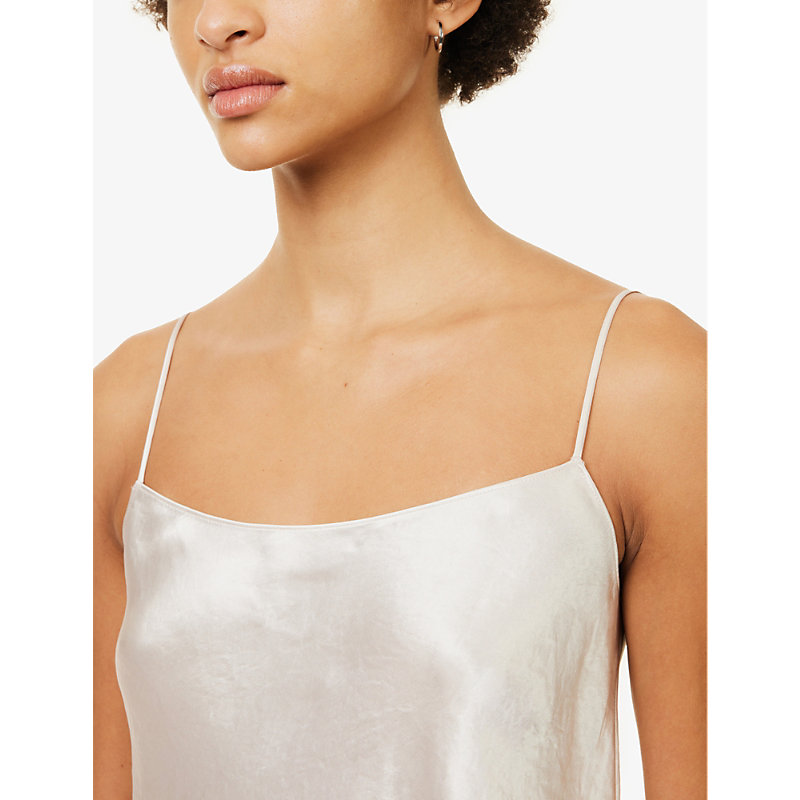 Womens Champagne Scoop-neck Satin Camisole top XS