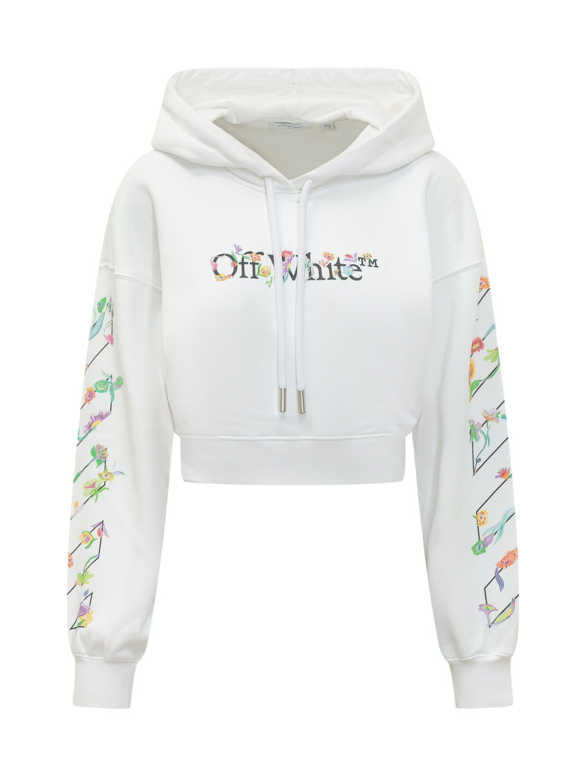 White Floral Hood Sweatshirt