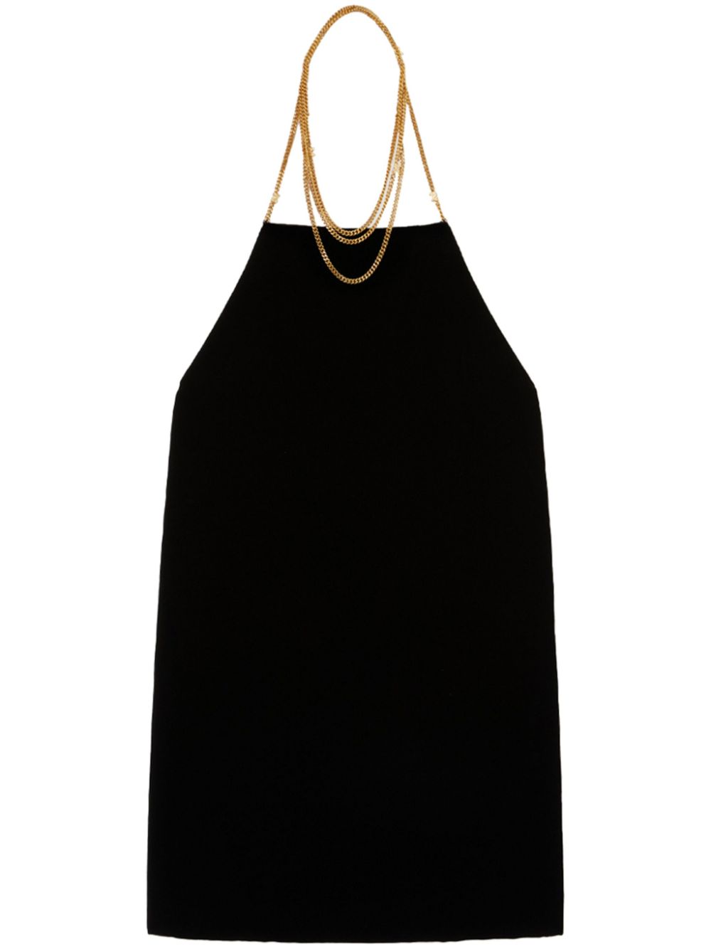 Chain-embellished velvet halterneck dress - Black