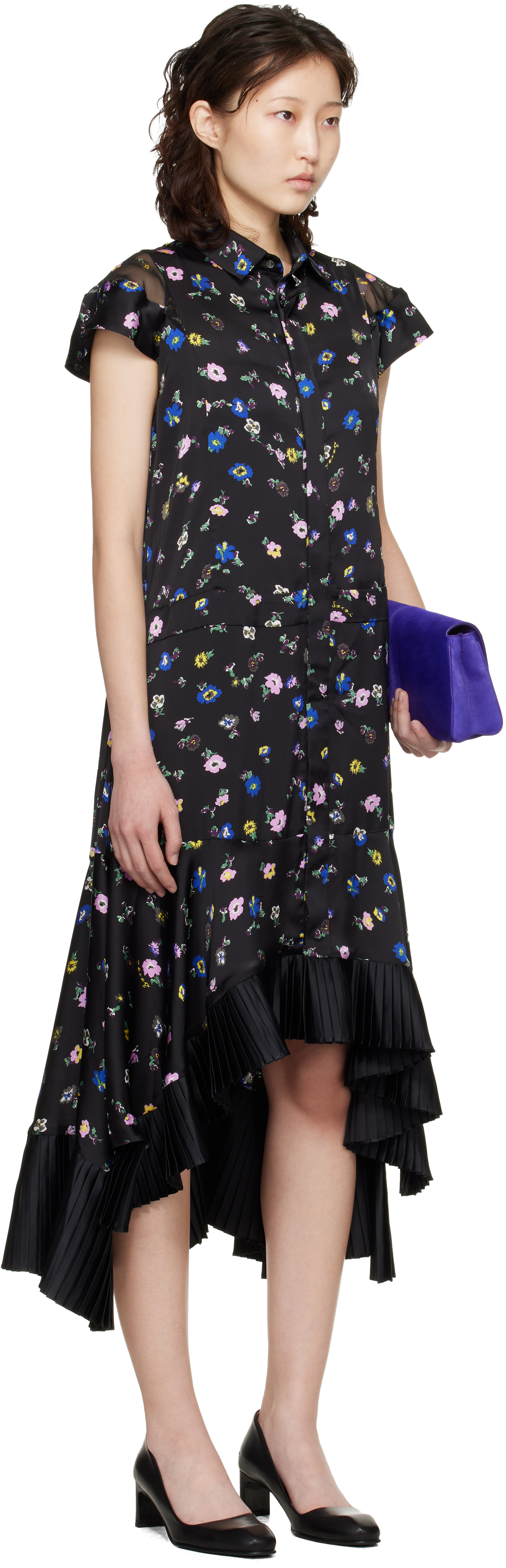 Black Floral Printed Midi Dress