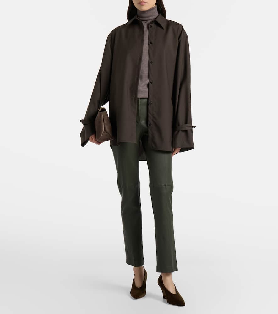 Leather slim pants