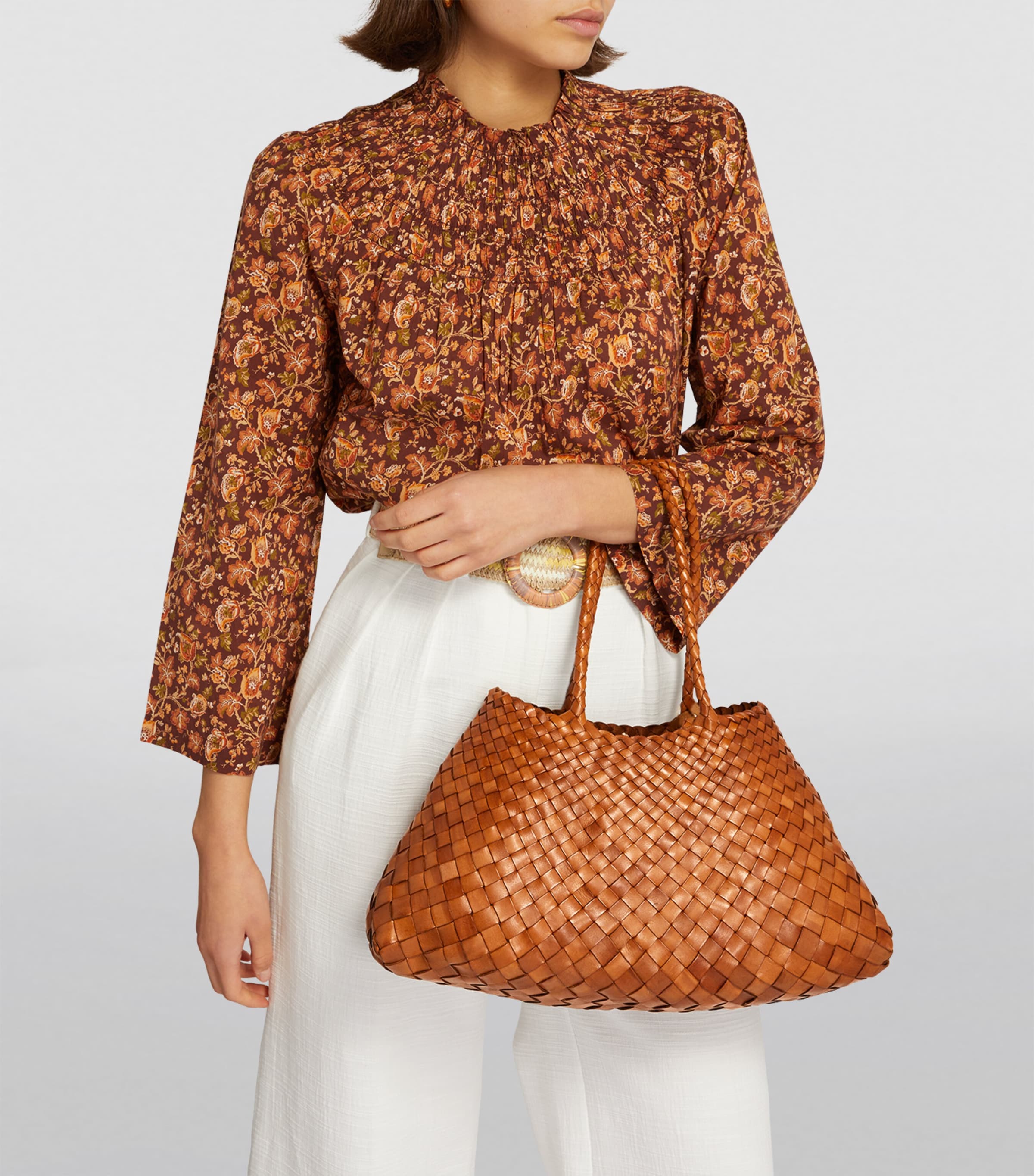Dragon Diffusion Large Leather Woven Santa Croce Tote Bag
