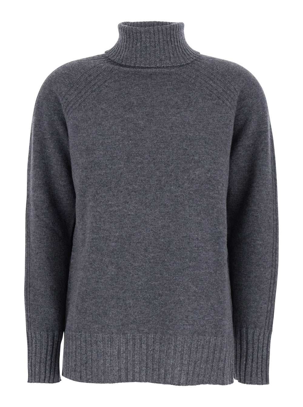 Wool-Cashmere Turtleneck Sweater — Gray