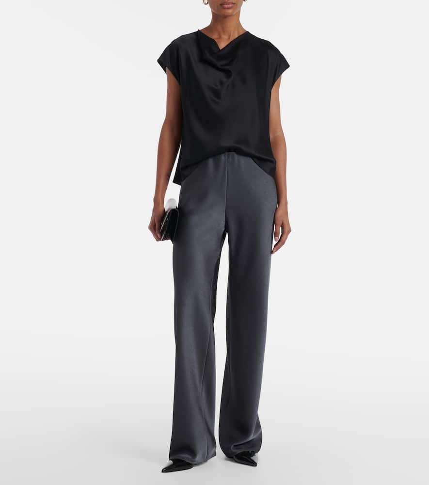 High-rise satin straight pants