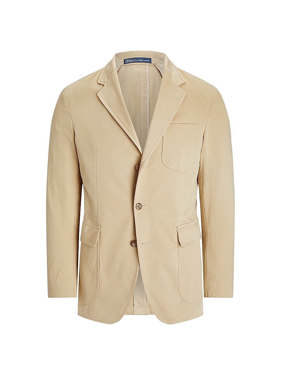 Men's Garment-Dyed Cotton Two-Button Suit Jacket - Tan