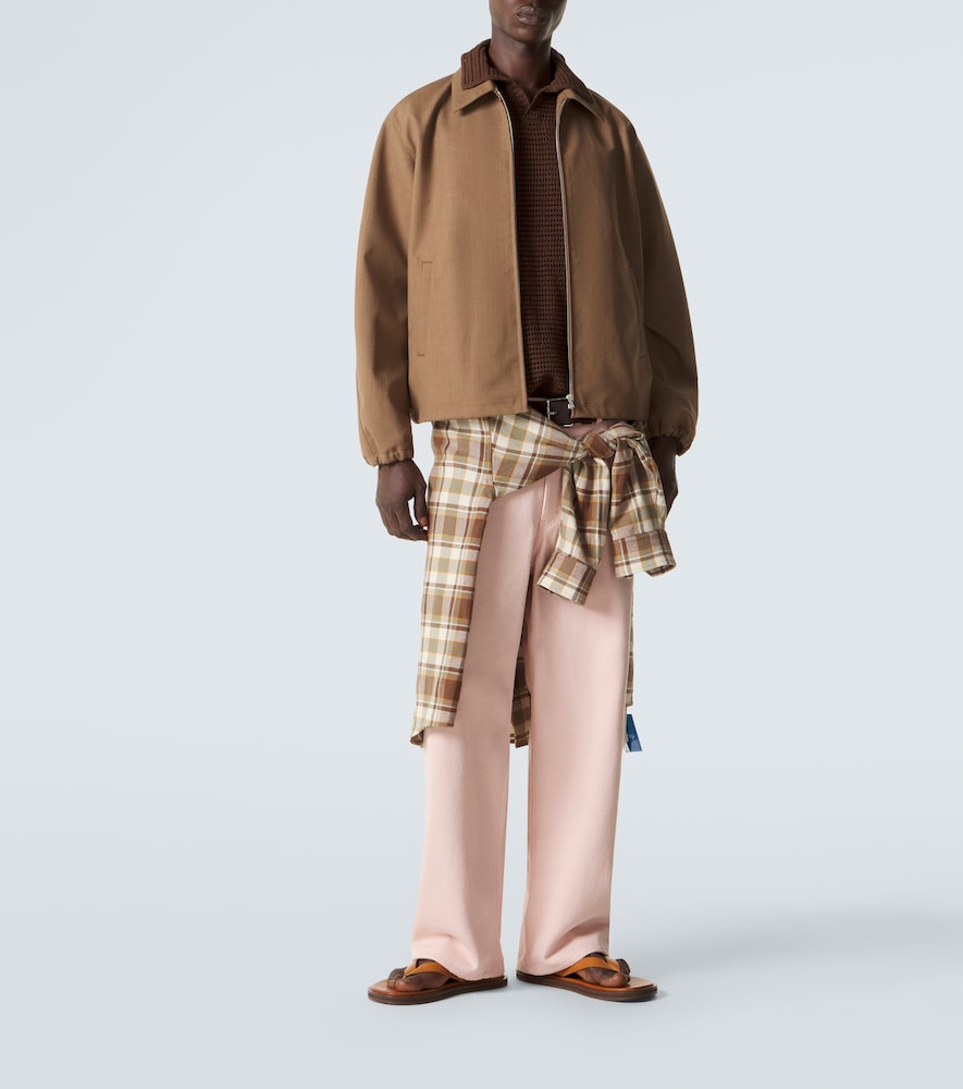 Open-knit cotton and silk polo sweater