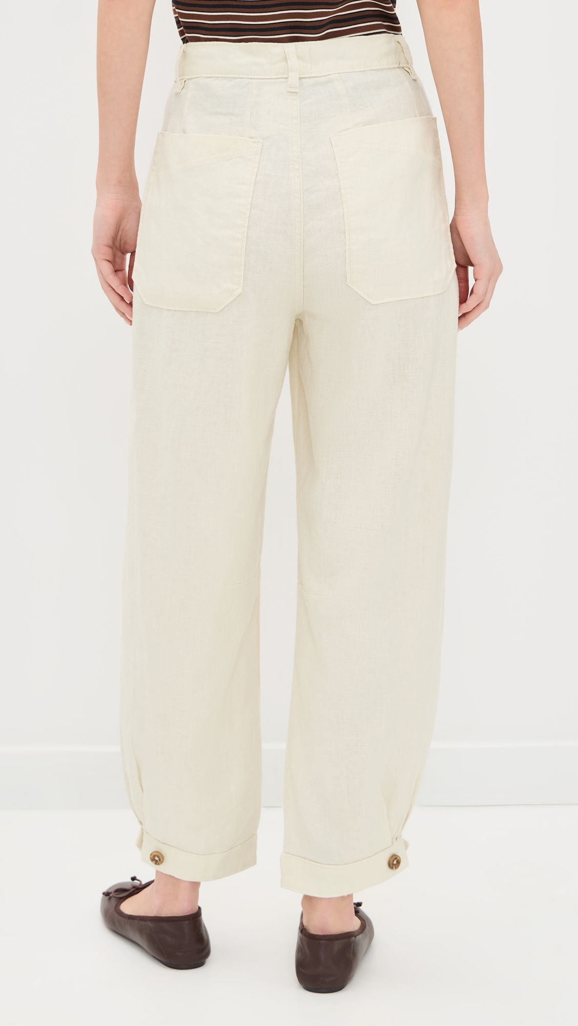 Taylor Relaxed Barrel High Rise Ankle Trousers Flax Linen