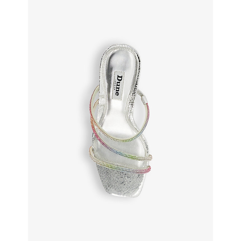 Womens Silver-synthetic Reptile Miri Crystal Diamante-embellished Wedge Sandals