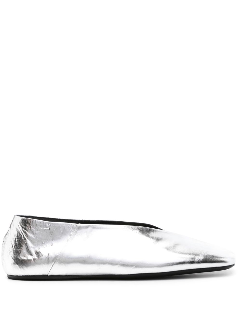 Metallic leather ballerina shoes - Silver