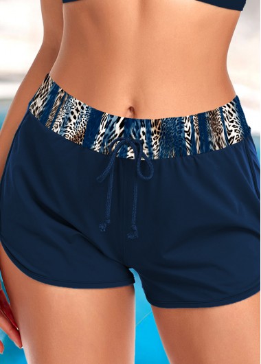 Modlily Plus Mid Waisted Leopard Swim Shorts - 3X